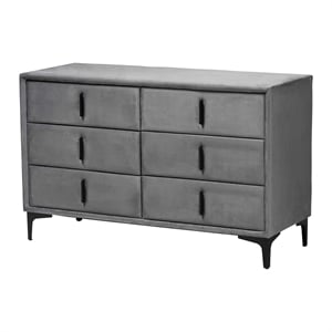 Baxton Studio Etienne Modern Slate Gray Velvet 6-Drawer Dresser
