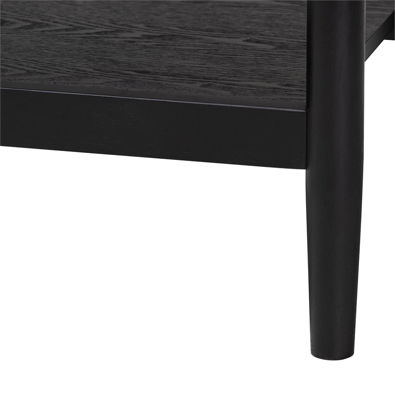 Baxton Studio Shirin Beige Fabric and Black Wood 1-Drawer Nightstand