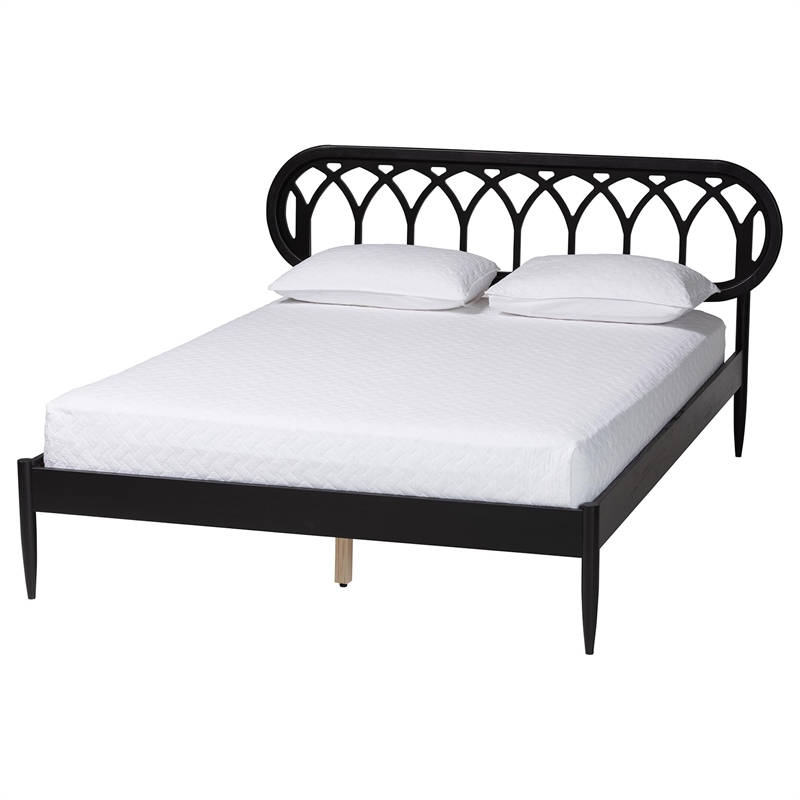 Baxton Studio Florica Art Deco Black Wood Queen 4-Piece Bedroom Set