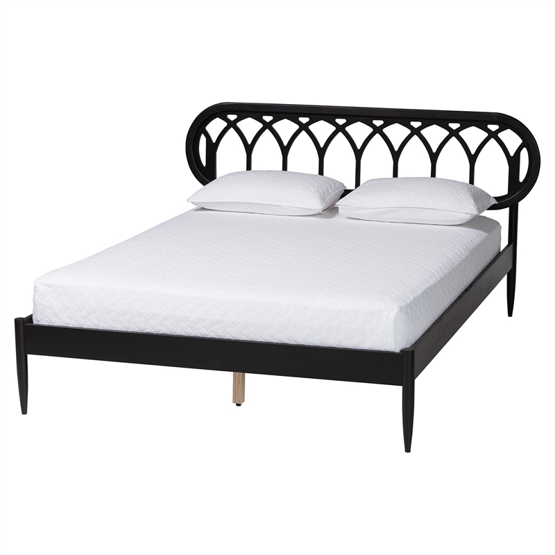 Baxton Studio Florica Art Deco Black Wood Queen 5-Piece Bedroom Set
