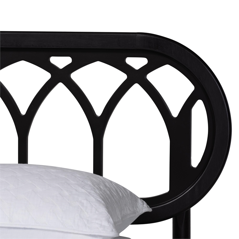 Baxton Studio Florica Art Deco Black Wood Queen 5-Piece Bedroom Set