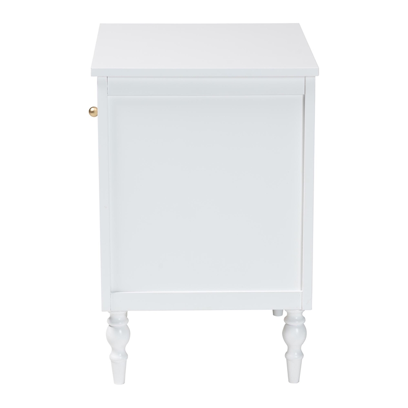Baxton Studio Roni Modern White Wood 1-Drawer Nightstand with Scalloped Edges