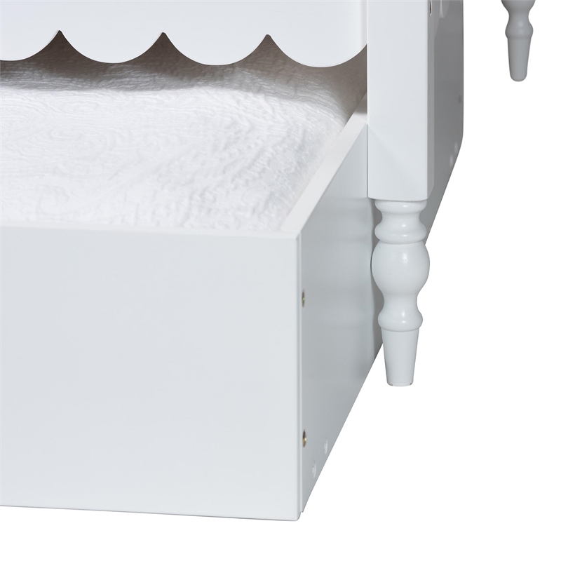 Baxton Studio Roni Modern White Scalloped Wood Twin Daybed with Trundle