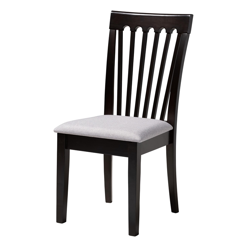 Baxton Studio Lore Modern Grey Fabric and Dark Brown Wood 5-Piece Dining Set