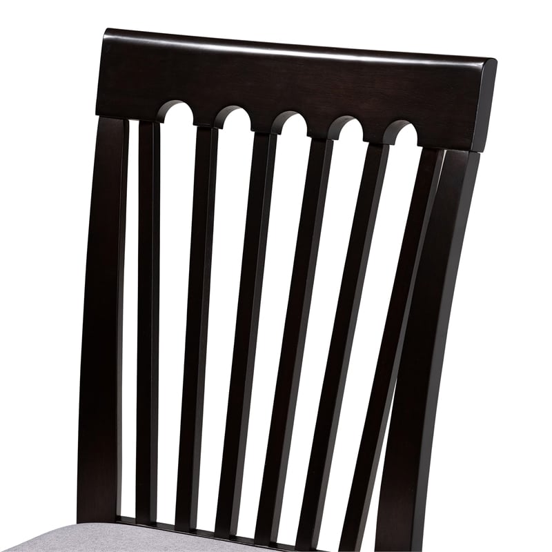 Baxton Studio Nellie Modern Grey Fabric and Dark Brown Wood 5-Piece Dining Set