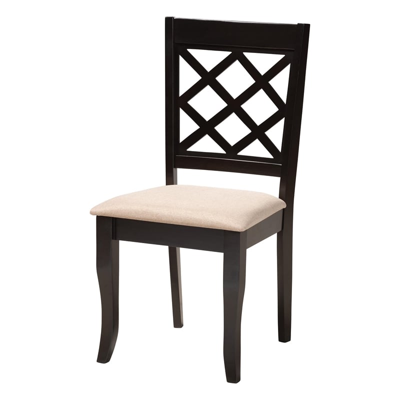 Baxton Studio Savina Modern Sand Fabric and Dark Brown Wood 5-Piece Dining Set