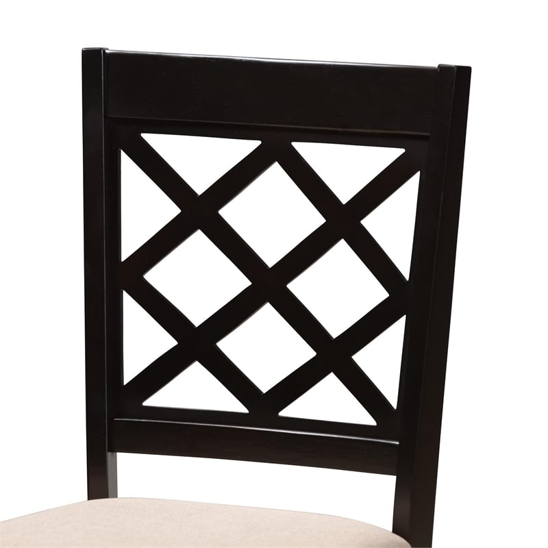 Baxton Studio Savina Modern Sand Fabric and Dark Brown Wood 5-Piece Dining Set