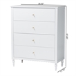 Baxton Studio Roni Modern White Wood 4-Drawer Chest with Scalloped Edges