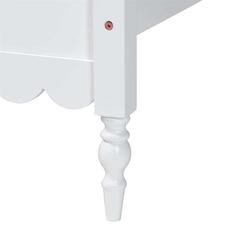 Baxton Studio Roni White Wood 4-Piece Full Bedroom Set with Scalloped Edges