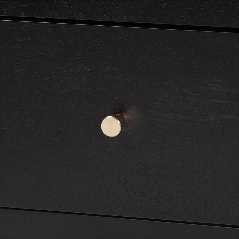 Baxton Studio Lucera Mid-Century Black 2-Drawer Bobbin Nightstand
