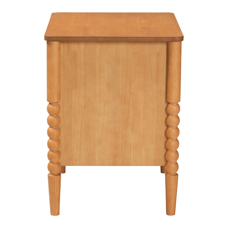Baxton Studio Lucera Mid-Century Oak Brown 2-Drawer Bobbin Nightstand