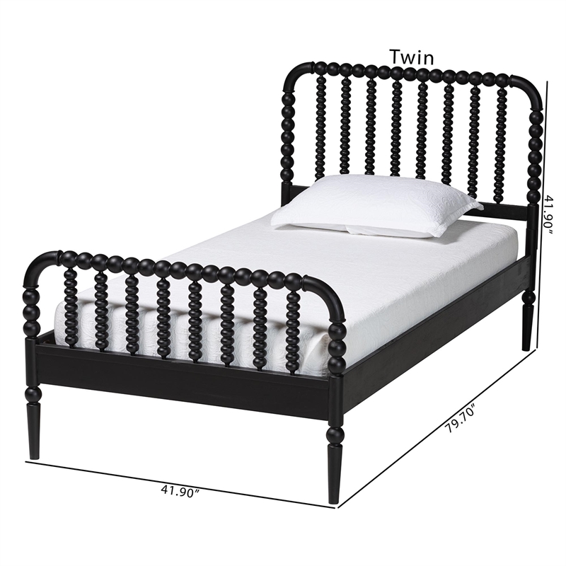 Baxton Studio Lucera Mid-Century Black Twin Size Bobbin Bed