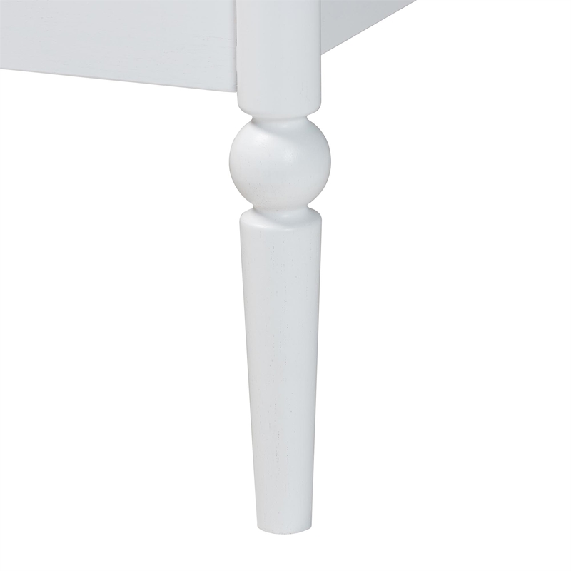 Baxton Studio Lucera Mid-Century White Twin Size Bobbin Bed