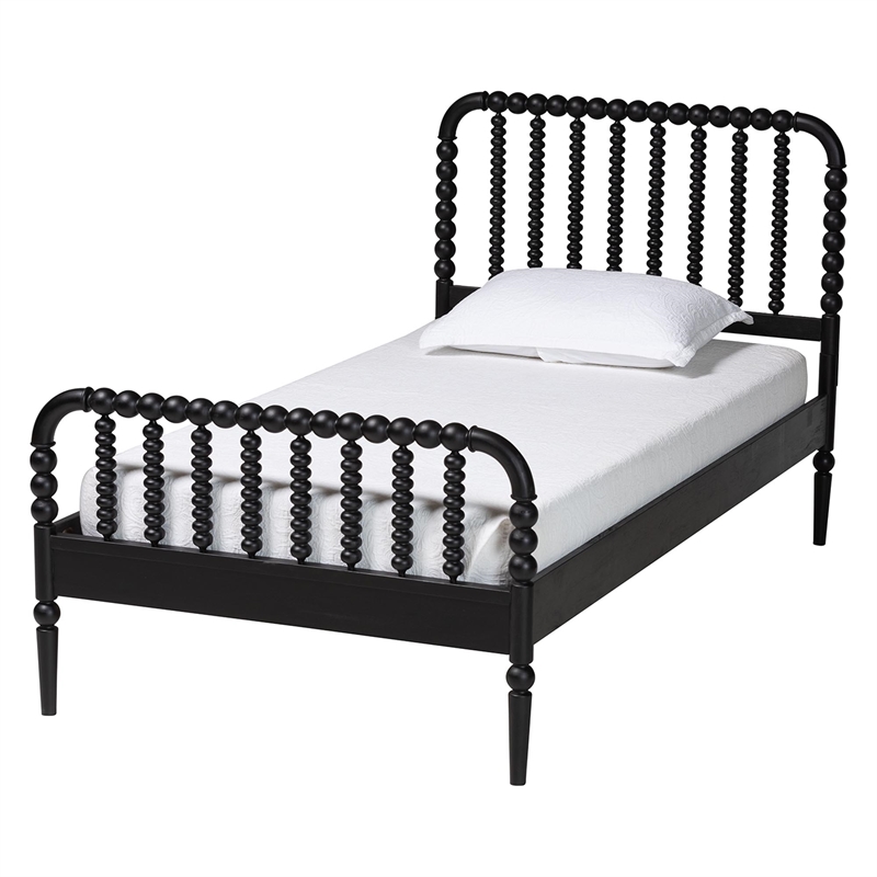 Baxton Studio Lucera Mid-Century Black Full Size Bobbin Bed