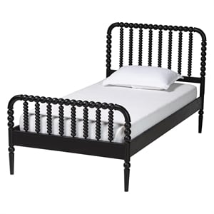Baxton Studio Lucera Mid-Century Black Full Size Bobbin Bed