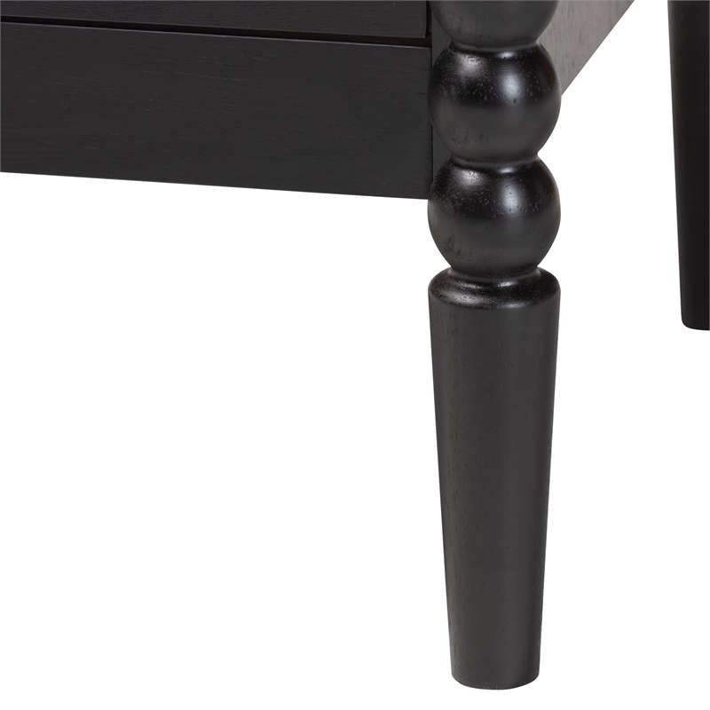 Baxton Studio Lucera Mid-Century Black Twin Size 3-Piece Bobbin Bedroom Set
