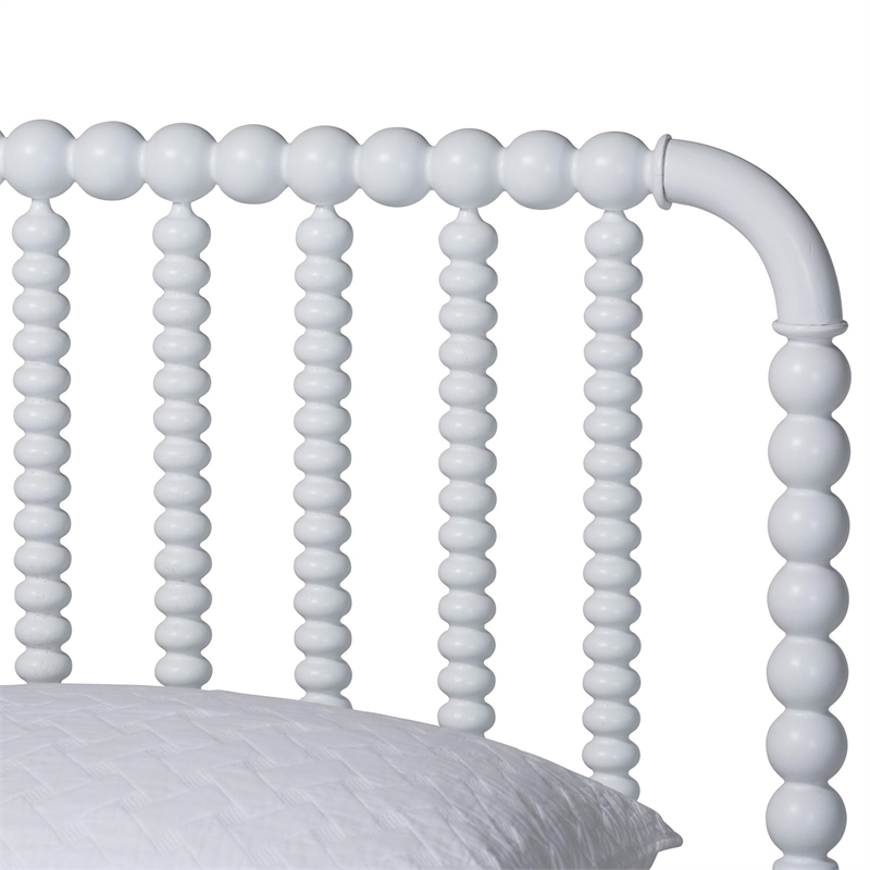 Baxton Studio Lucera Mid-Century White Queen Size Bobbin Bed