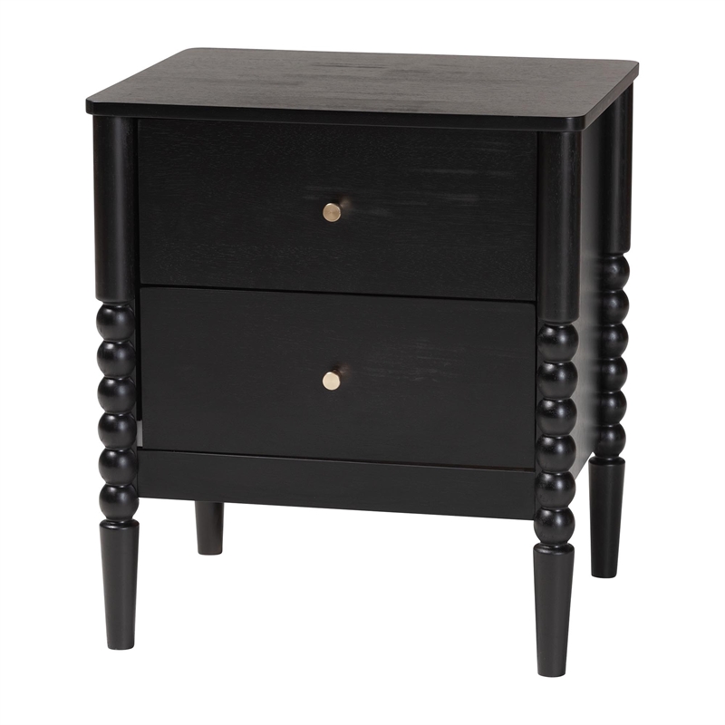 Baxton Studio Lucera Mid-Century Black Full Size 3-Piece Bobbin Bedroom Set