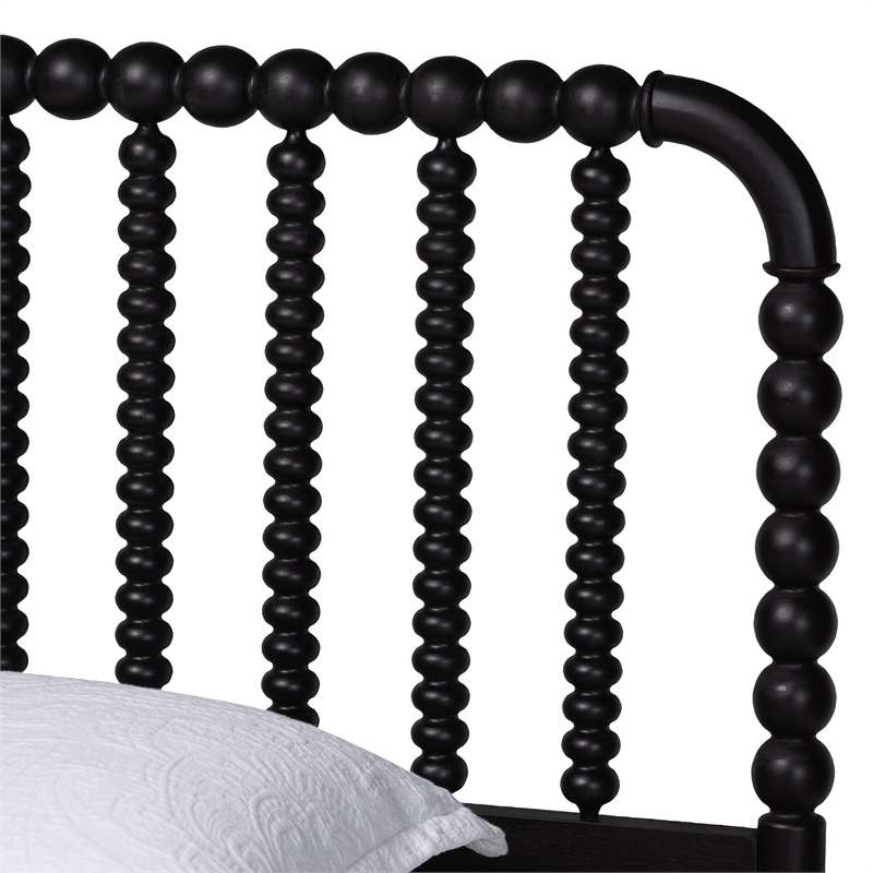 Baxton Studio Lucera Mid-Century Black Full Size 3-Piece Bobbin Bedroom Set