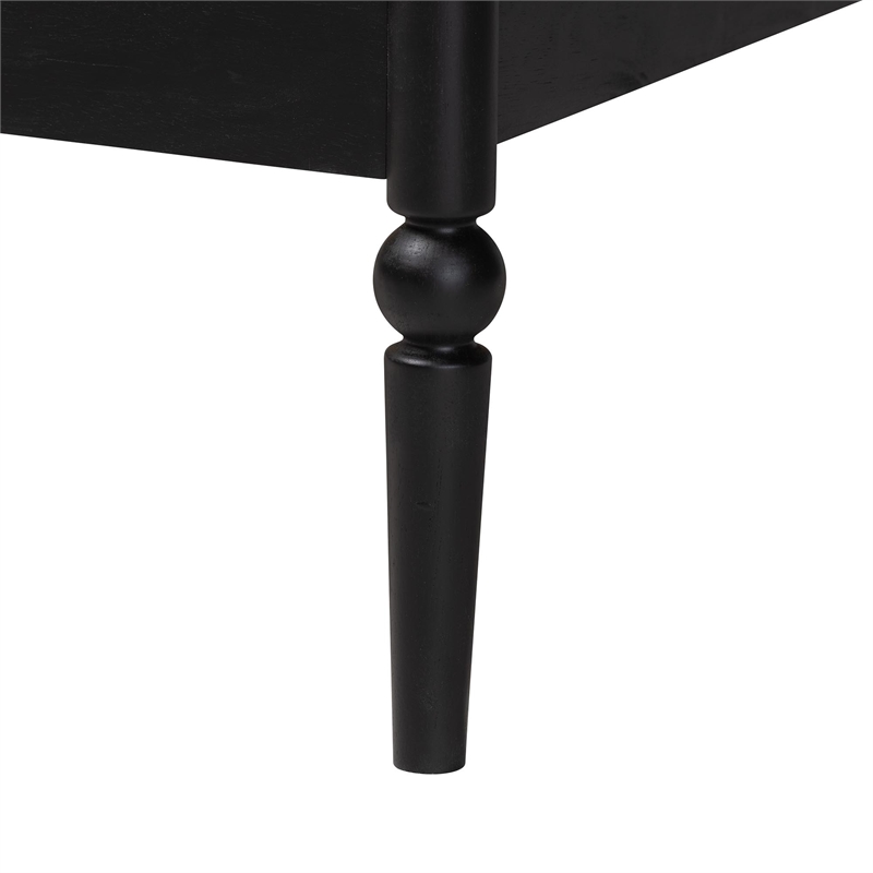 Baxton Studio Lucera Mid-Century Black Full Size 3-Piece Bobbin Bedroom Set