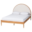Baxton Studio Dawson Japandi Cream Teddy Fabric and Oak Brown Wood Queen Bed