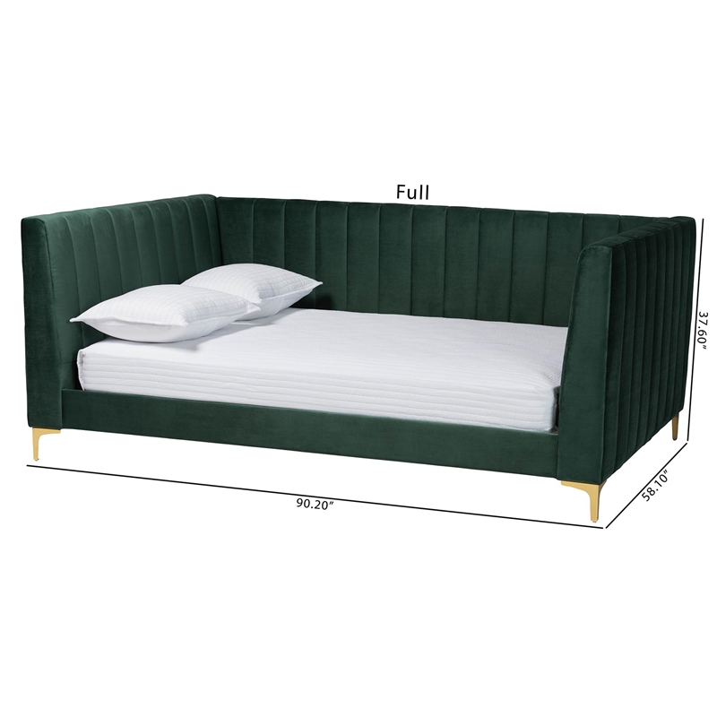 Baxton Studio Oksana Emerald Green Velvet and Gold Metal Full Daybed
