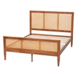 Baxton Studio Walthard Light Walnut King Platform Bed with Woven Rattan