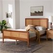 Baxton Studio Walthard Light Walnut King Platform Bed with Woven Rattan