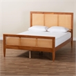 Baxton Studio Walthard Light Walnut King Platform Bed with Woven Rattan