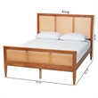 Baxton Studio Walthard Light Walnut King Platform Bed with Woven Rattan