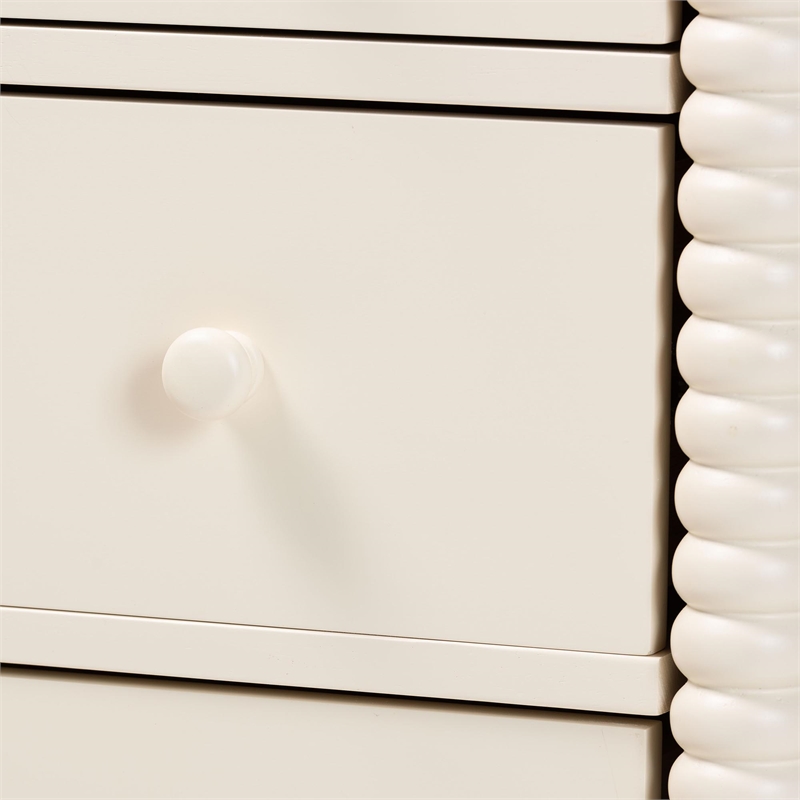 Baxton Studio Braith Farmhouse Ivory Spindle Wood 5-Drawer Chest