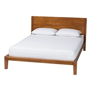Baxton Studio Aldith Japandi Walnut Brown Toolless Assembly Queen Platform Bed