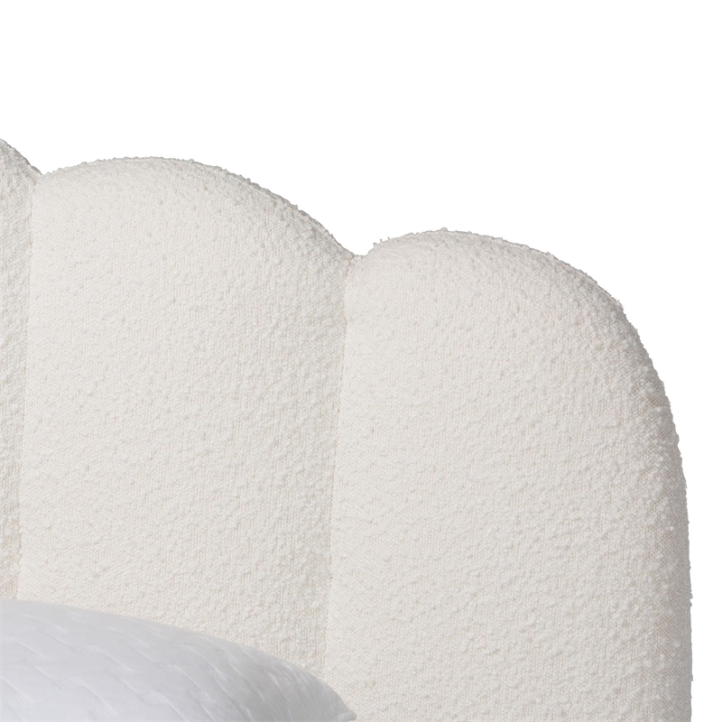 Baxton Studio Grenier Modern Cream Boucle Fabric King Size Floating Bed