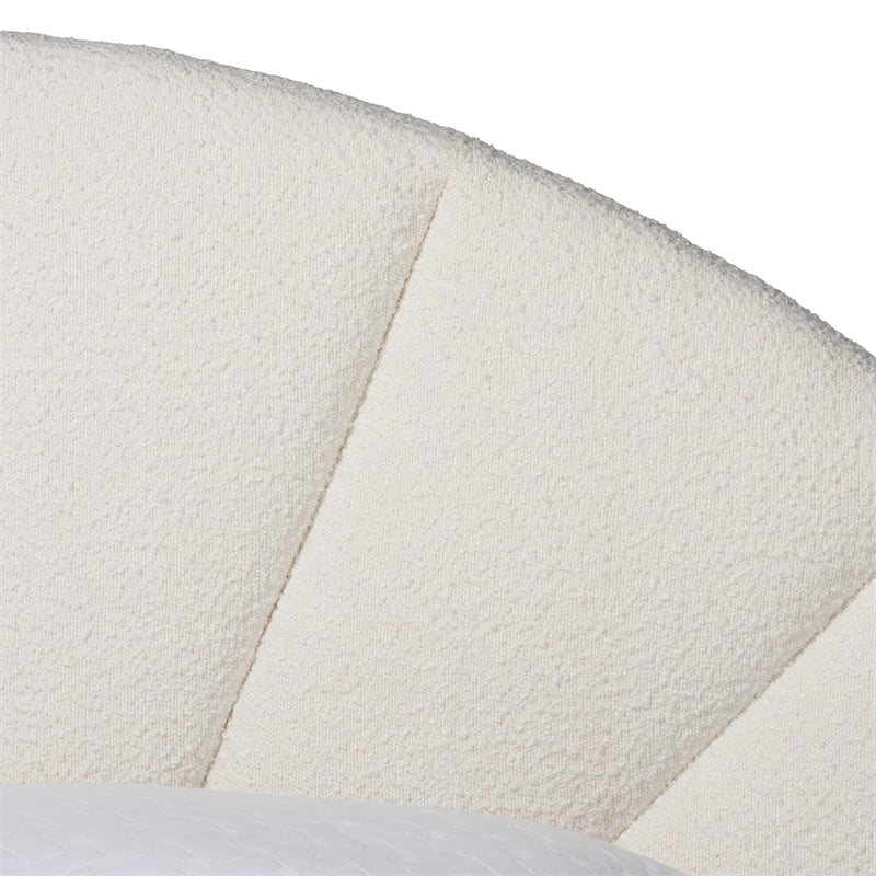 Baxton Studio Cherise Cream Boucle Fabric King Floating Bed with Shelves