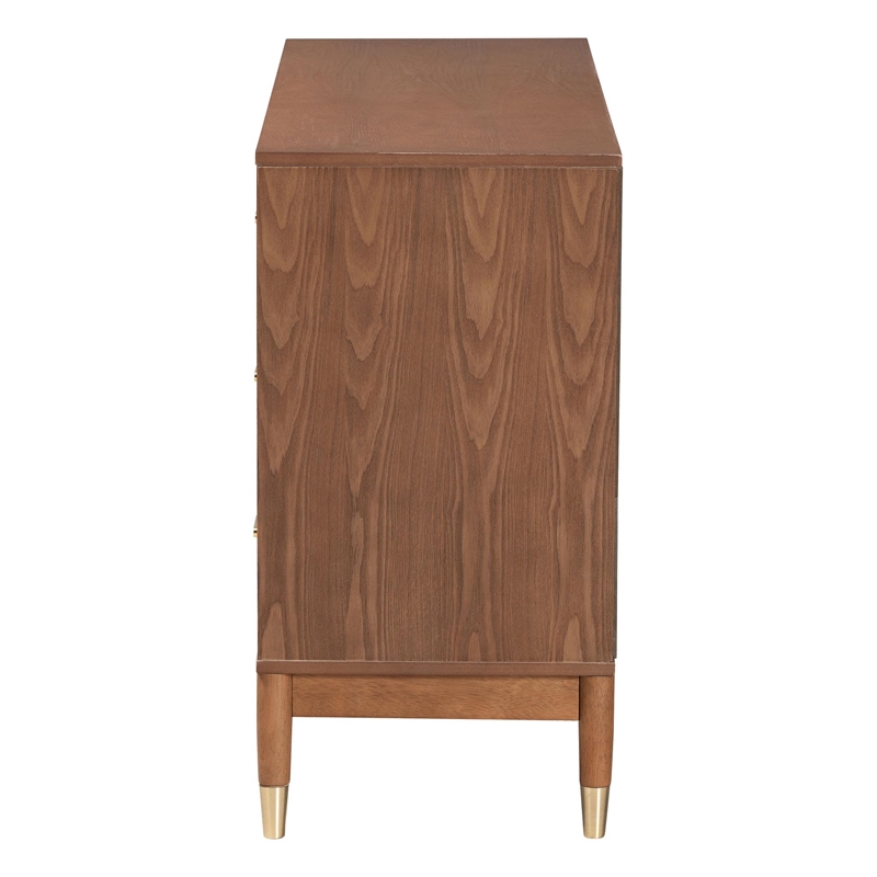 Baxton Studio Mandolin Mid-Century Ash Walnut Wood 6-Drawer Dresser