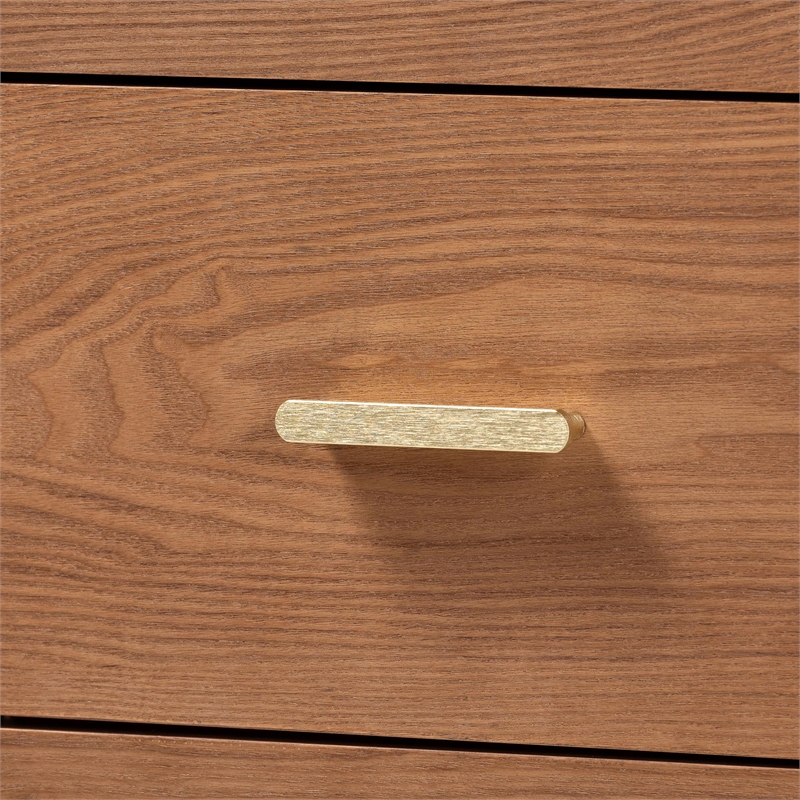 Baxton Studio Mandolin Mid-Century Ash Walnut Wood 6-Drawer Dresser