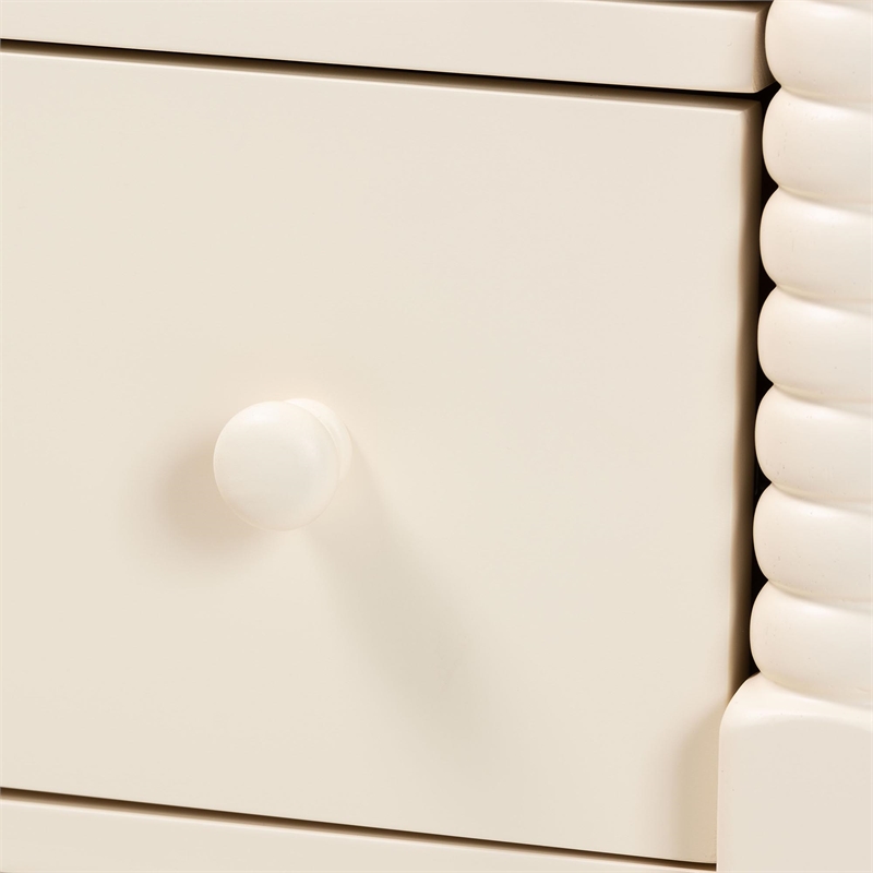 Baxton Studio Braith Farmhouse Ivory Spindle Wood 7-Drawer Dresser