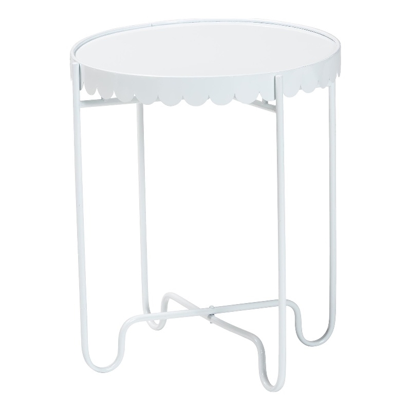 Baxton Studio Laverne White Metal Side Table with Tray Top Accent Table