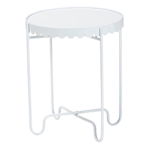 Baxton Studio Laverne White Metal Side Table with Tray Top Accent Table