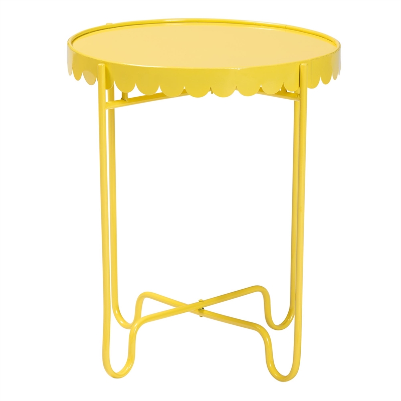 Baxton Studio Laverne Yellow Metal Side Table with Tray Top Accent Table