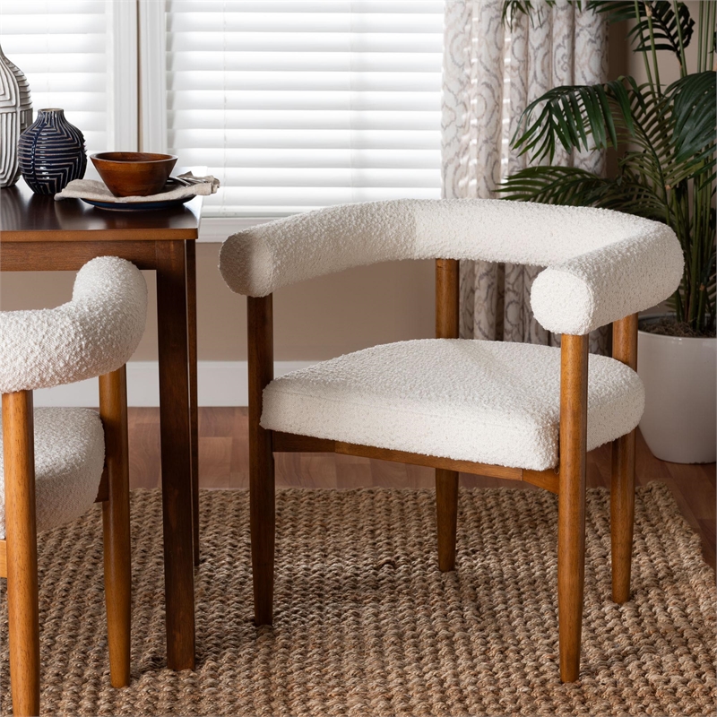 Baxton Studio Caia Boucle Brown Dining Chair