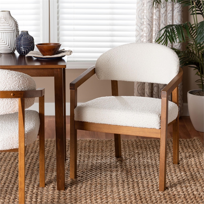 Baxton Studio Biana Boucle White Dining Chair