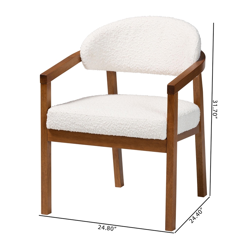 Baxton Studio Biana Boucle White Dining Chair