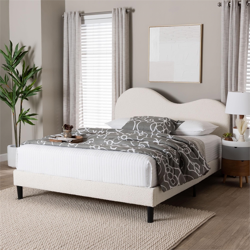Baxton Studio Dalton Boucle Upholstered Queen Size Platform Bed