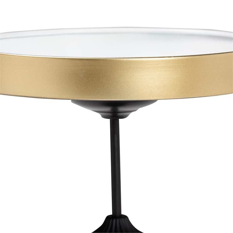 Baxton Studio Javion Round Accent Side Table Black and Gold Metal End Table
