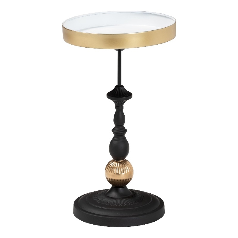 Baxton Studio Javion Round Accent Side Table Black and Gold Metal End Table