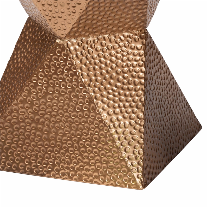 Baxton Studio Pacey Textured Metal Accent Table Geometric Gold Side Table