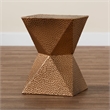 Baxton Studio Pacey Textured Metal Accent Table Geometric Gold Side Table