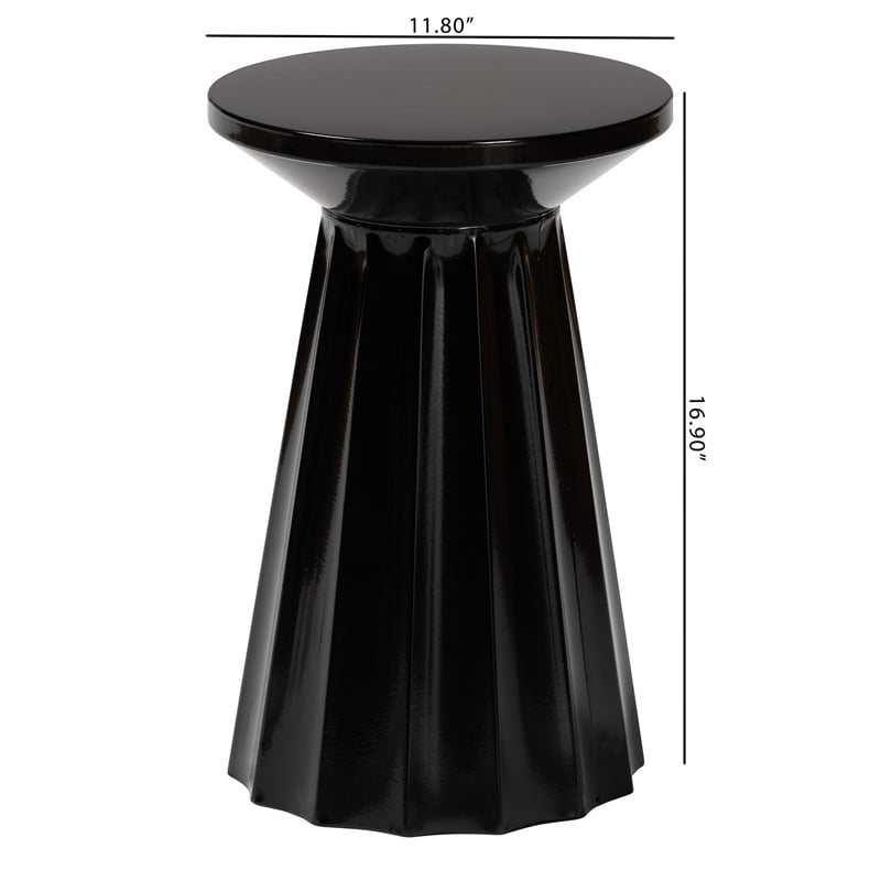 Baxton Studio Ulmer Metal Scalloped Side Table Modern Round Accent Table