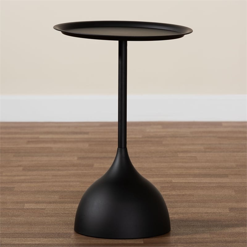 Baxton Studio Webb Black Metal Pedestal Side Table Modern Accent Table
